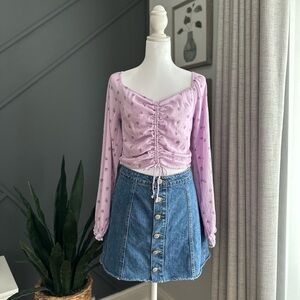 Hollister Boho Purple floral long sleeve top size Medium